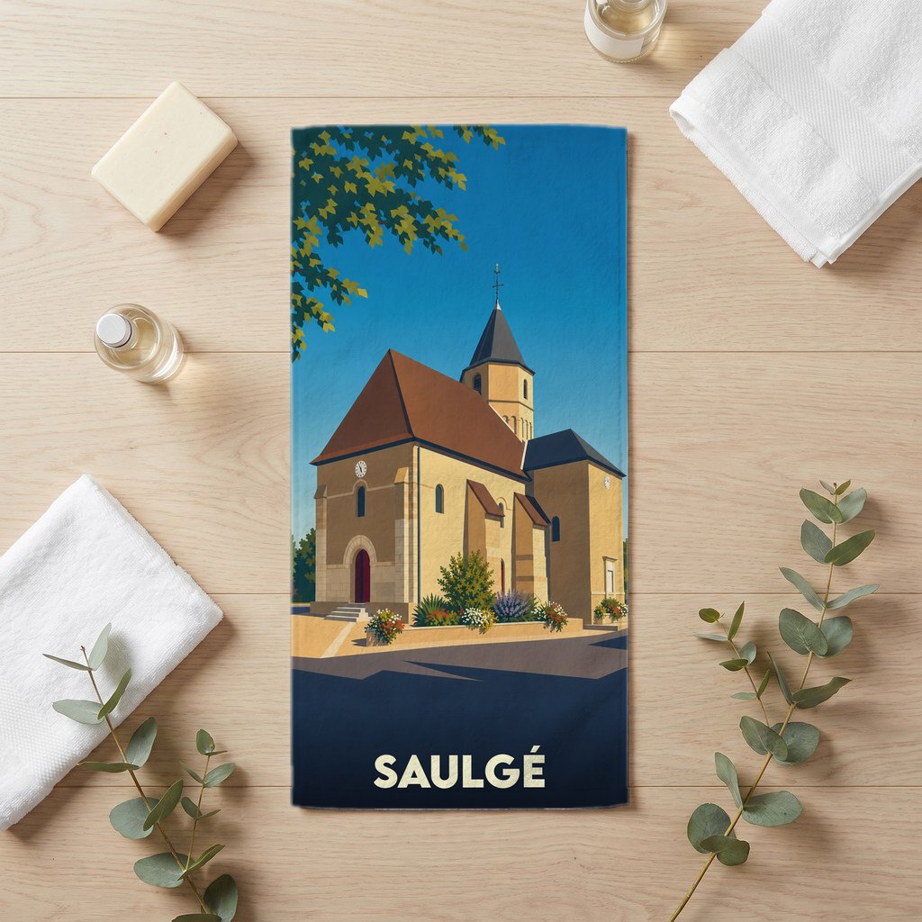 Serviette de bain 30 cm x 60 cm souvenir de Saulgé