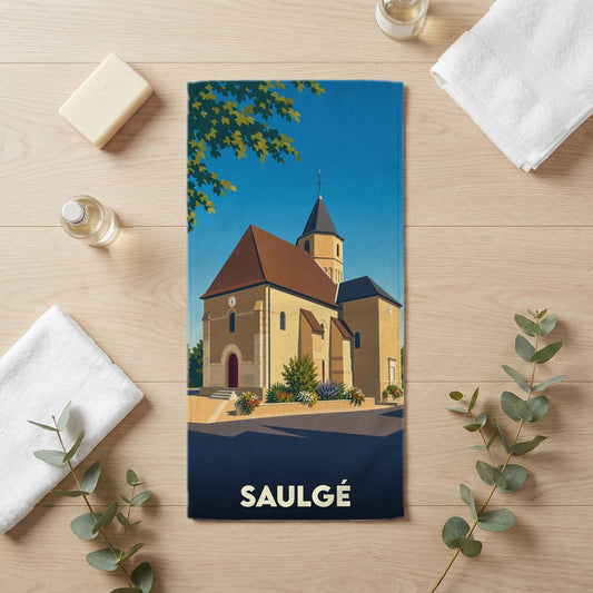 Serviette de bain 30 cm x 60 cm souvenir de Saulgé