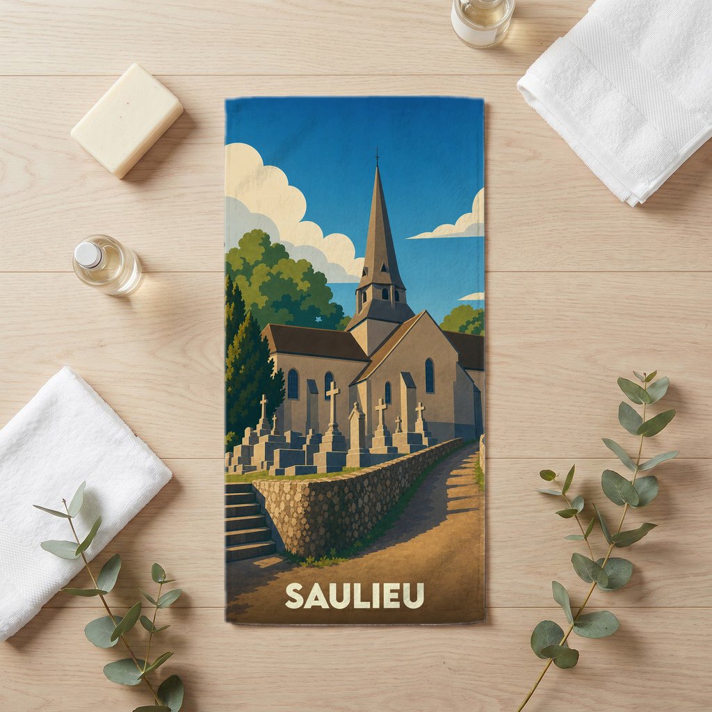 Serviette de bain 30 cm x 60 cm souvenir de Saulieu