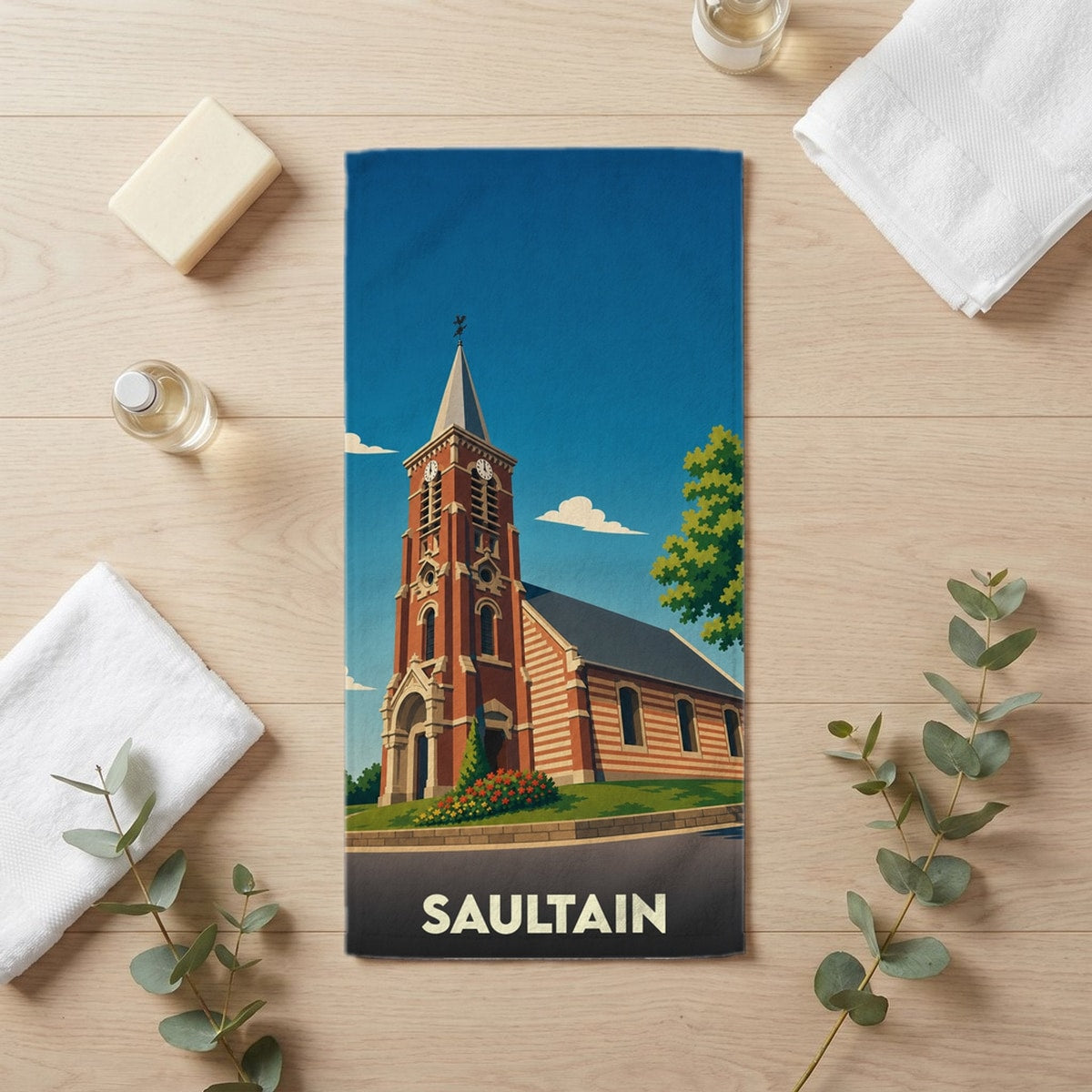 Serviette de bain 30 cm x 60 cm souvenir de Saultain