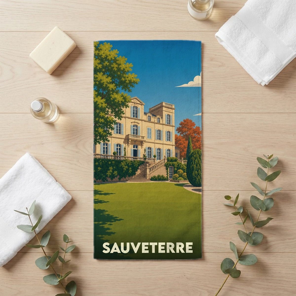 Serviette de bain 30 cm x 60 cm souvenir de Sauveterre