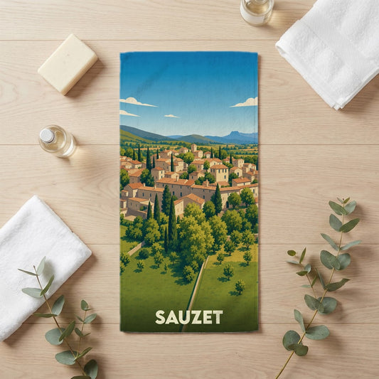 Serviette de bain 30 cm x 60 cm souvenir de Sauzet