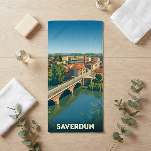 Serviette de bain 30 cm x 60 cm souvenir de Saverdun