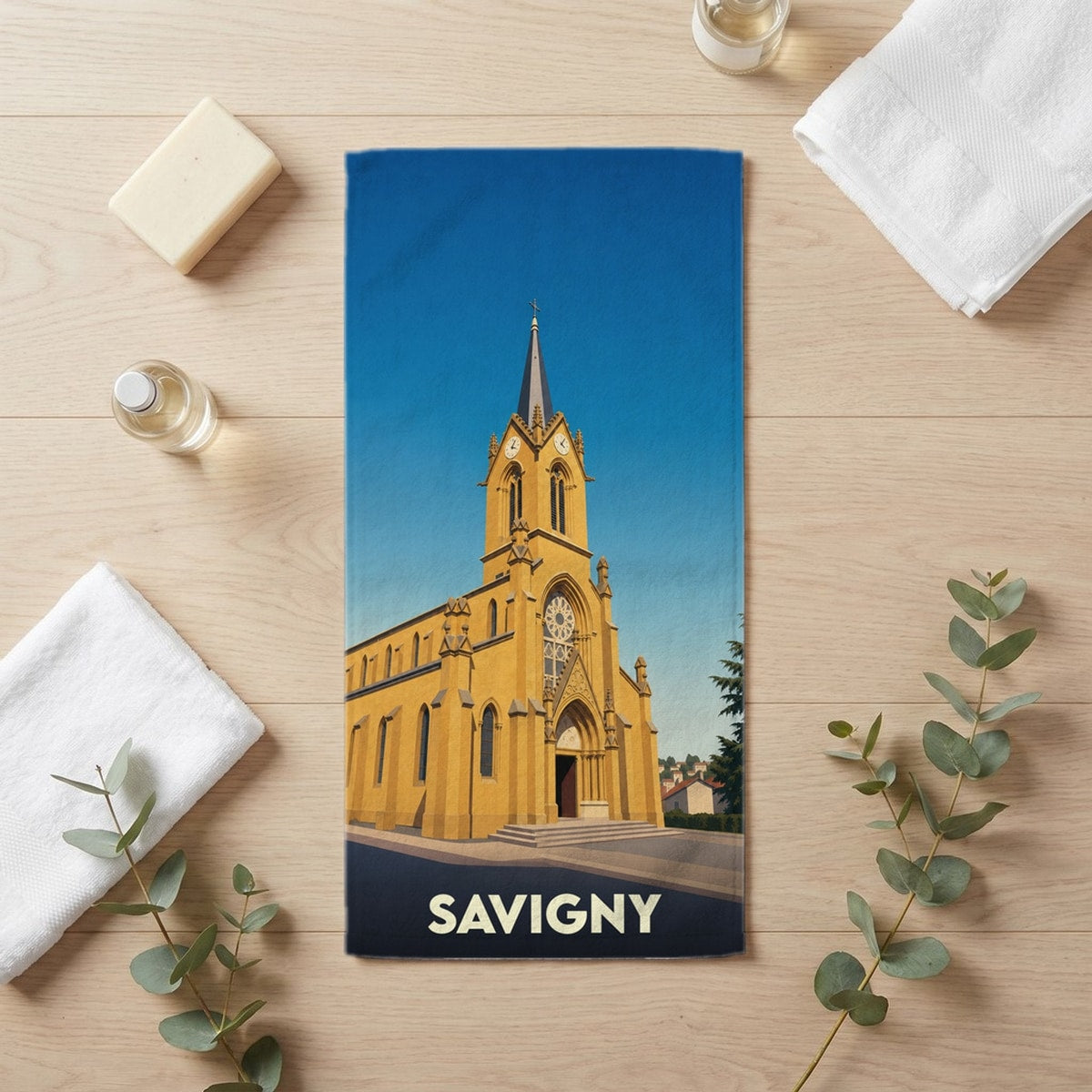 Serviette de bain 30 cm x 60 cm souvenir de Savigny