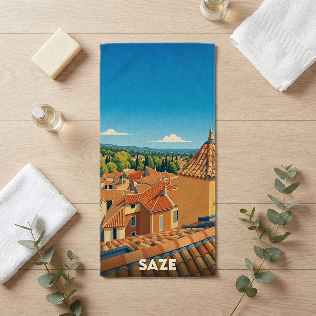 Serviette de bain 30 cm x 60 cm souvenir de Saze