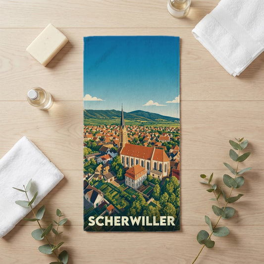 Serviette de bain 30 cm x 60 cm souvenir de Scherwiller