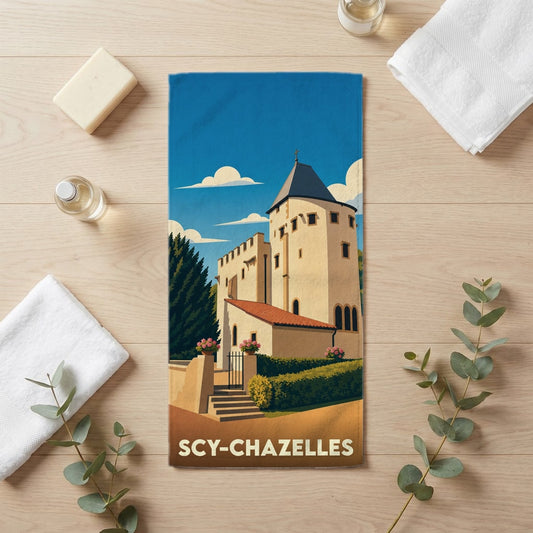 Serviette de bain 30 cm x 60 cm souvenir de Scy-Chazelles