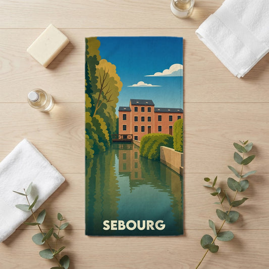 Serviette de bain 30 cm x 60 cm souvenir de Sebourg