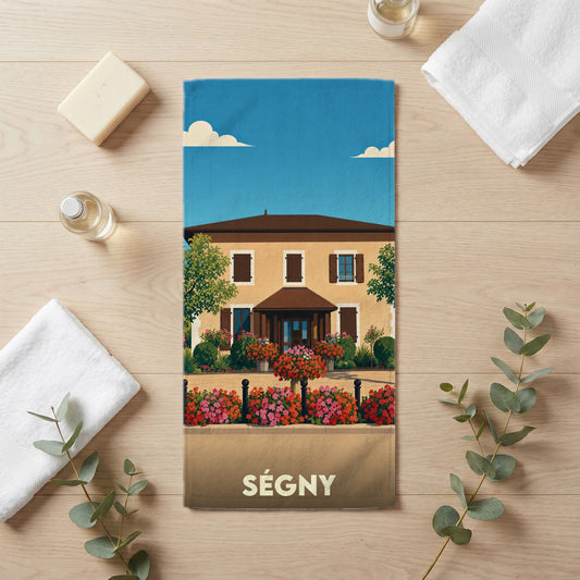 Serviette de bain 30 cm x 60 cm souvenir de Ségny