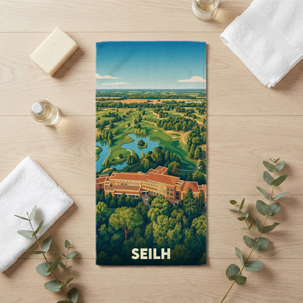 Serviette de bain 30 cm x 60 cm souvenir de Seilh