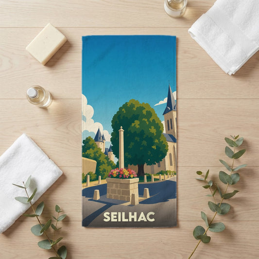 Serviette de bain 30 cm x 60 cm souvenir de Seilhac
