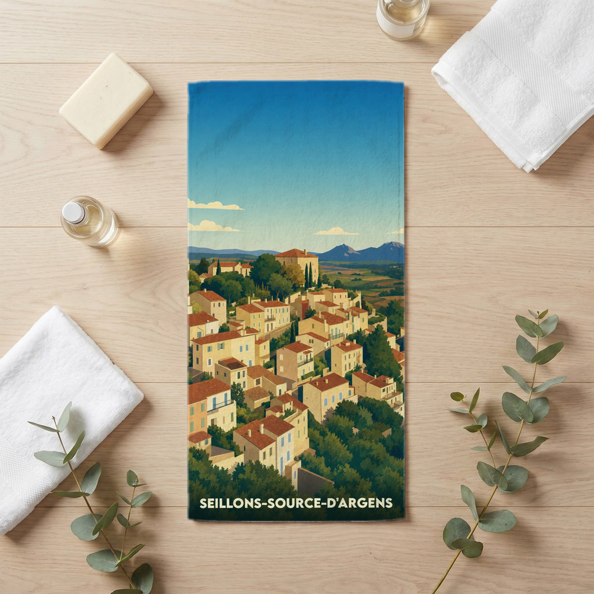 Serviette de bain 30 cm x 60 cm souvenir de Seillons-Source-d'Argens
