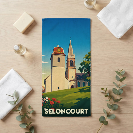 Serviette de bain 30 cm x 60 cm souvenir de Seloncourt