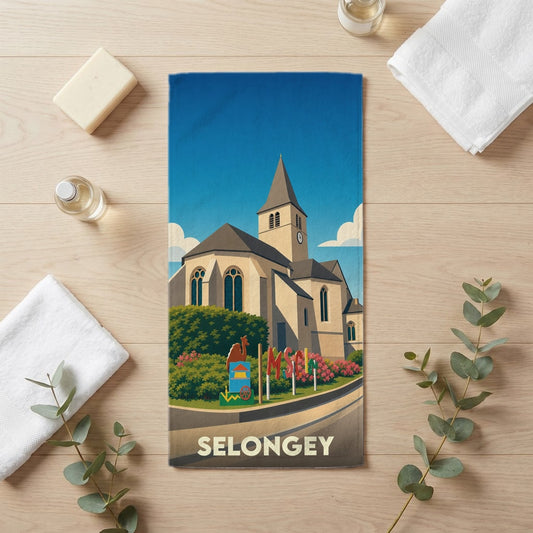 Serviette de bain 30 cm x 60 cm souvenir de Selongey