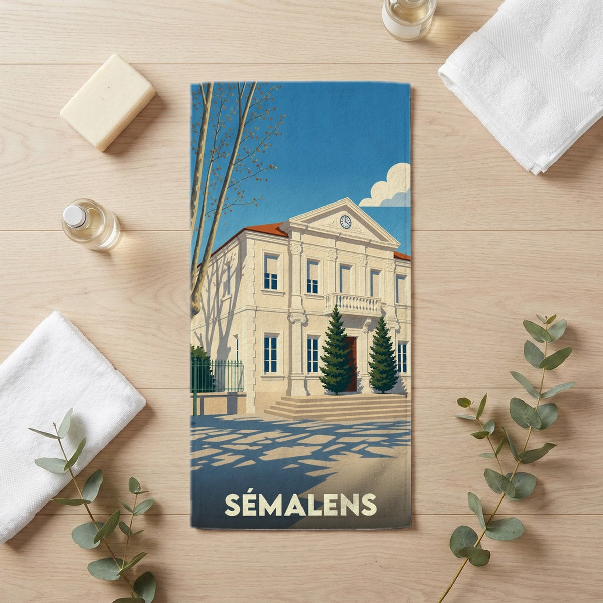Serviette de bain 30 cm x 60 cm souvenir de Sémalens