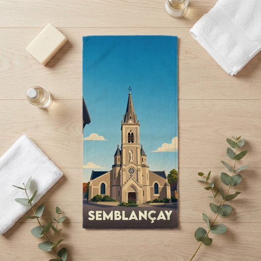 Serviette de bain 30 cm x 60 cm souvenir de Semblançay