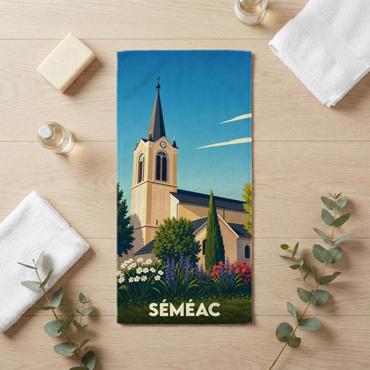 Serviette de bain 30 cm x 60 cm souvenir de Séméac