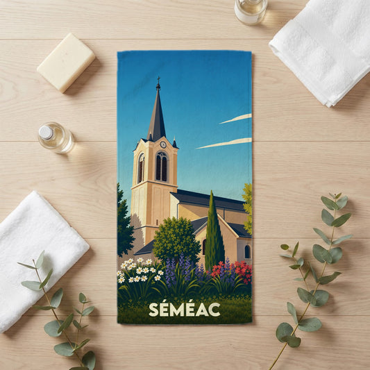 Serviette de bain 30 cm x 60 cm souvenir de Séméac