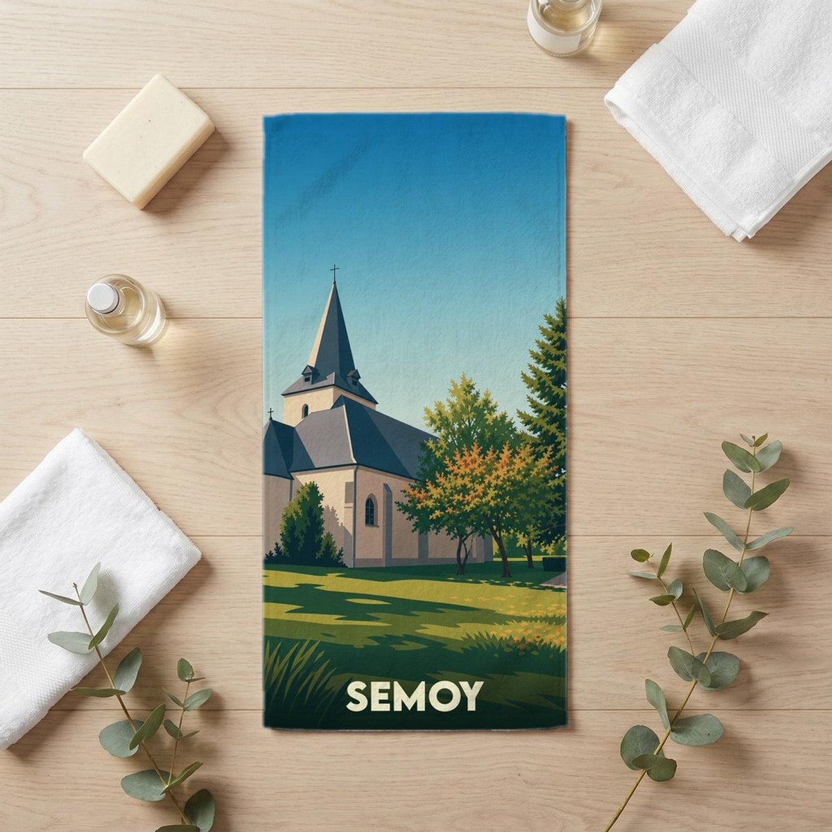 Serviette de bain 30 cm x 60 cm souvenir de Semoy