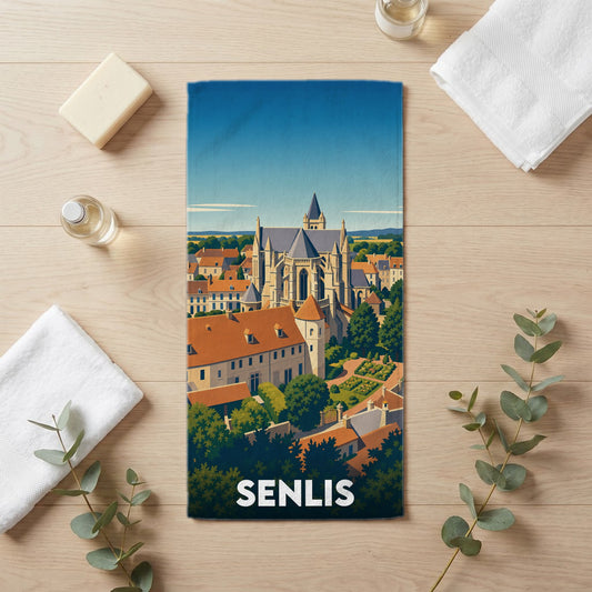 Serviette de bain 30 cm x 60 cm souvenir de Senlis