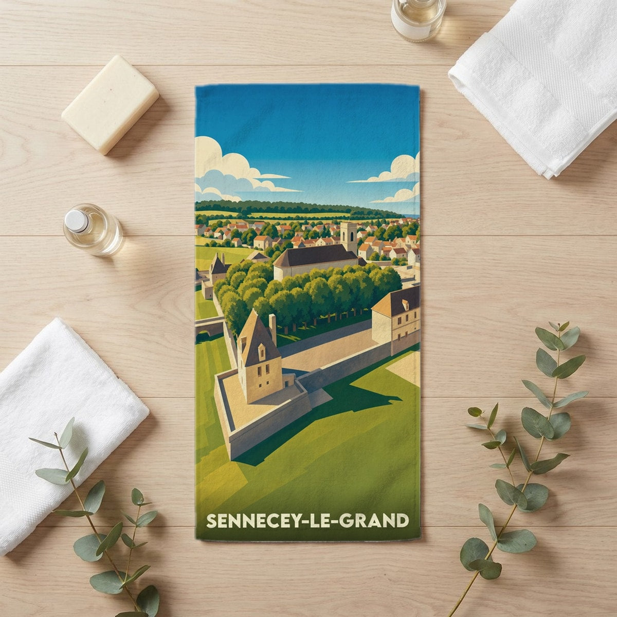 Serviette de bain 30 cm x 60 cm souvenir de Sennecey-le-Grand
