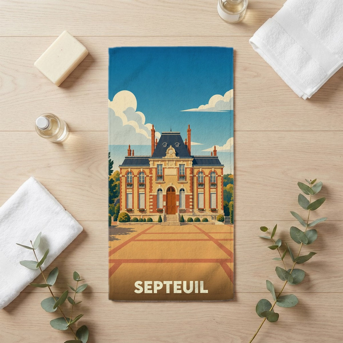 Serviette de bain 30 cm x 60 cm souvenir de Septeuil