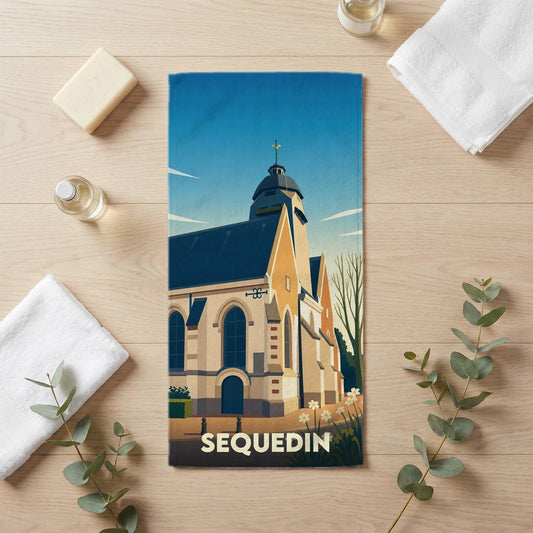 Serviette de bain 30 cm x 60 cm souvenir de Sequedin