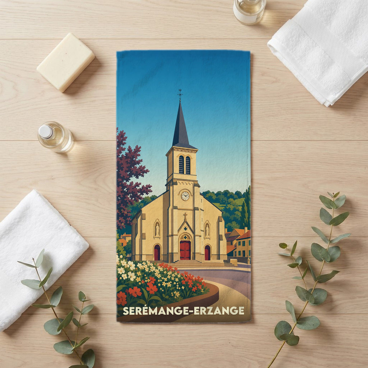 Serviette de bain 30 cm x 60 cm souvenir de Serémange-Erzange