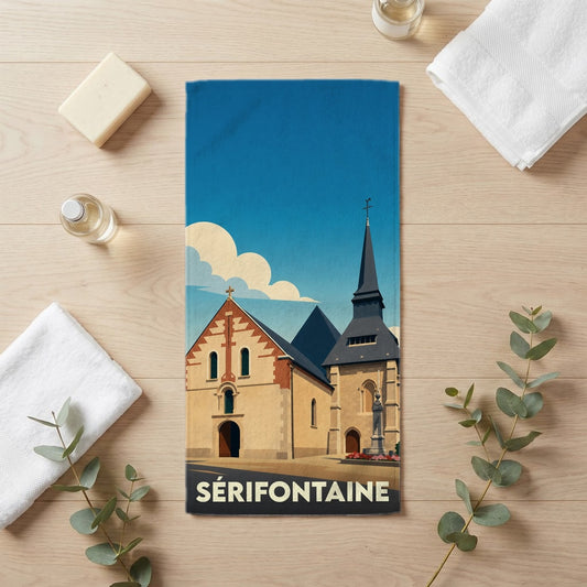 Serviette de bain 30 cm x 60 cm souvenir de Sérifontaine
