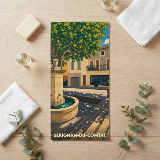 Serviette de bain 30 cm x 60 cm souvenir de Sérignan-du-Comtat