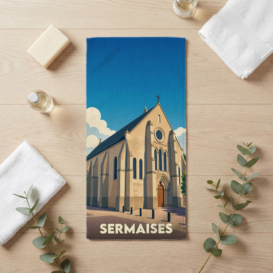 Serviette de bain 30 cm x 60 cm souvenir de Sermaises