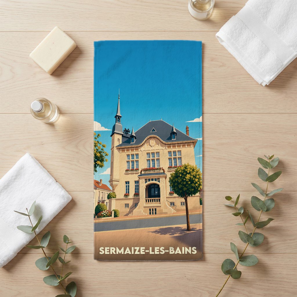 Serviette de bain 30 cm x 60 cm souvenir de Sermaize-les-Bains