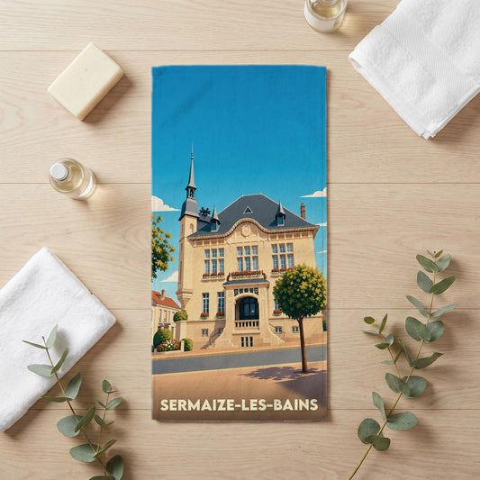 Serviette de bain 30 cm x 60 cm souvenir de Sermaize-les-Bains