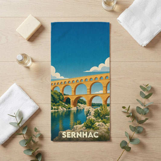 Serviette de bain 30 cm x 60 cm souvenir de Sernhac