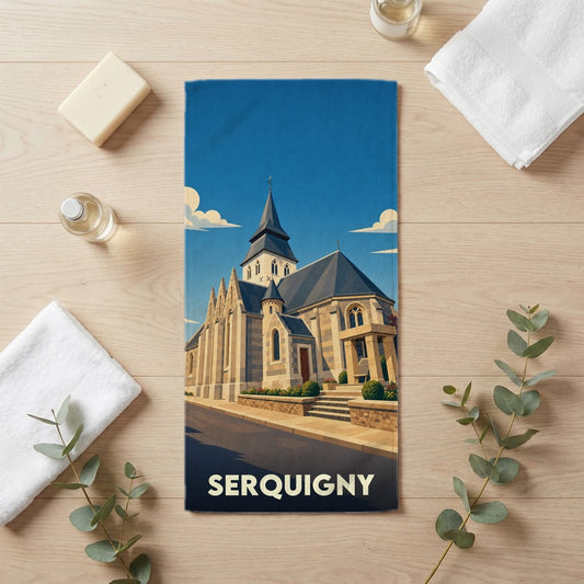 Serviette de bain 30 cm x 60 cm souvenir de Serquigny