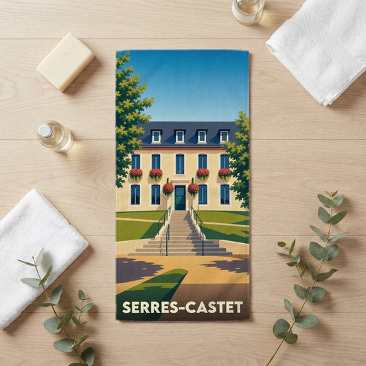 Serviette de bain 30 cm x 60 cm souvenir de Serres-Castet