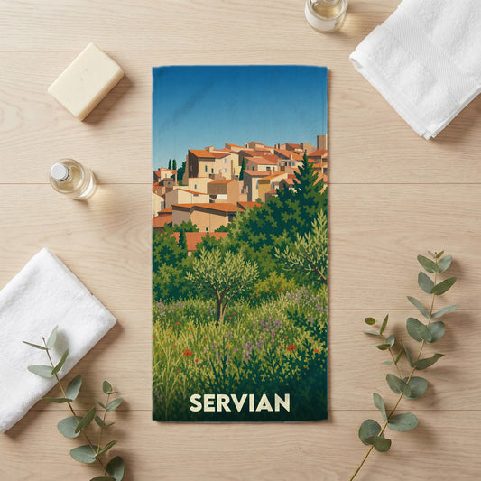 Serviette de bain 30 cm x 60 cm souvenir de Servian