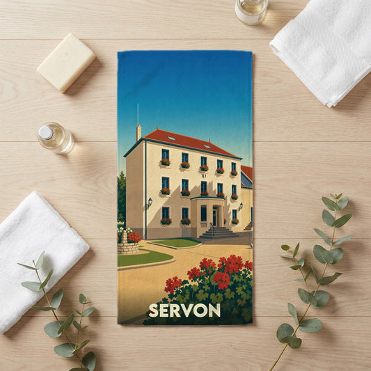 Serviette de bain 30 cm x 60 cm souvenir de Servon