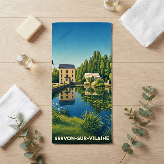 Serviette de bain 30 cm x 60 cm souvenir de Servon-sur-Vilaine