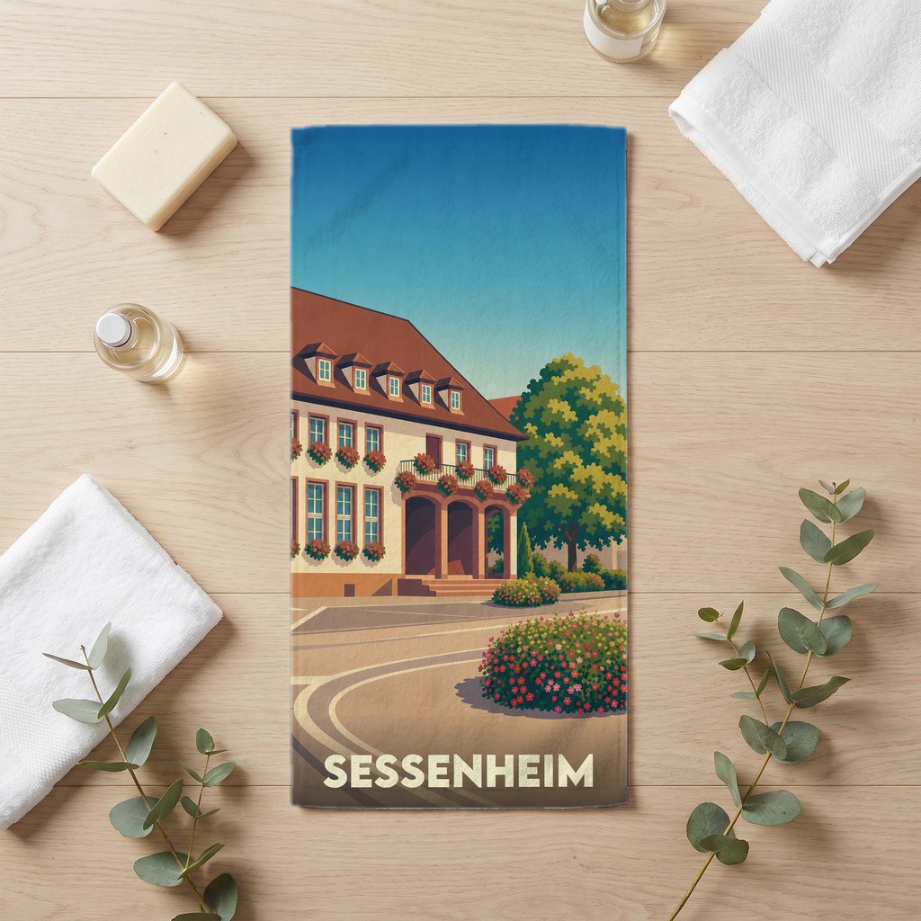Serviette de bain 30 cm x 60 cm souvenir de Sessenheim