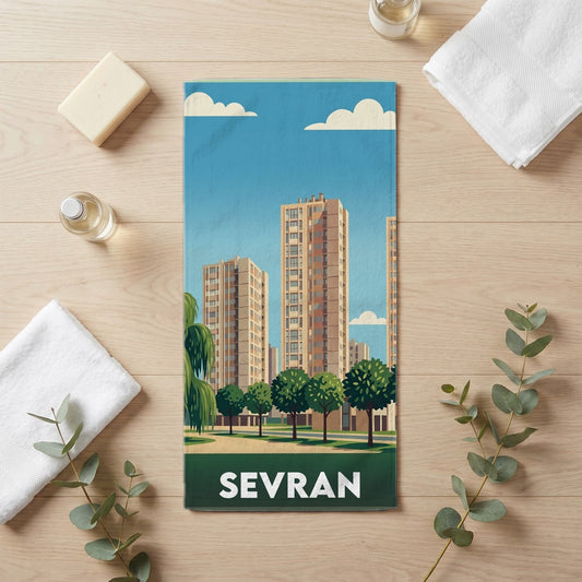Serviette de bain 30 cm x 60 cm souvenir de Sevran