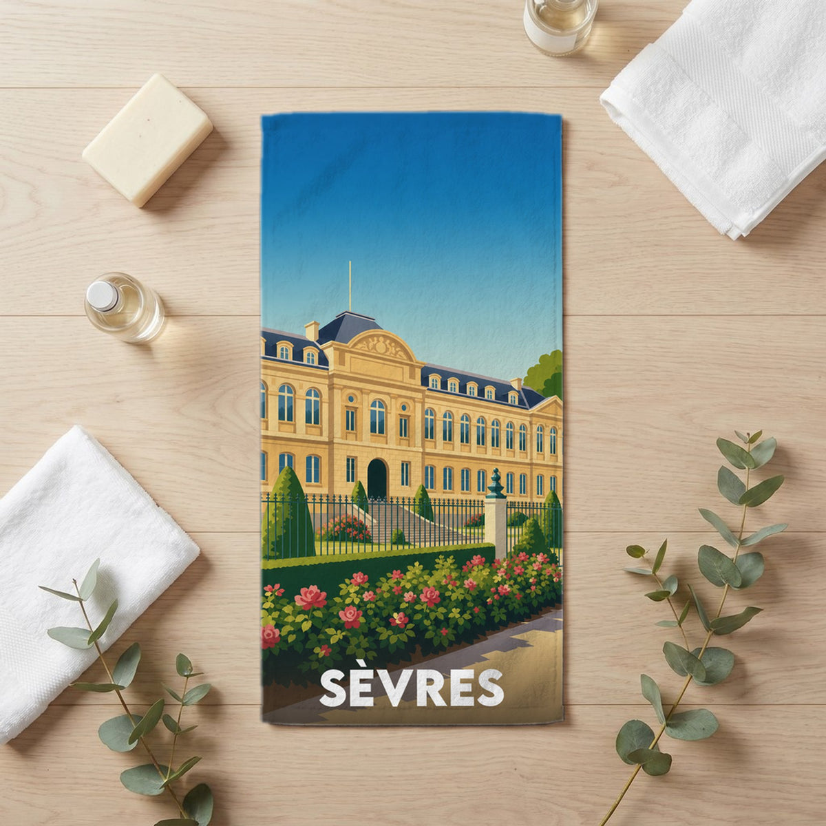 Serviette de bain 30 cm x 60 cm souvenir de Sèvres