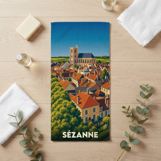 Serviette de bain 30 cm x 60 cm souvenir de Sézanne