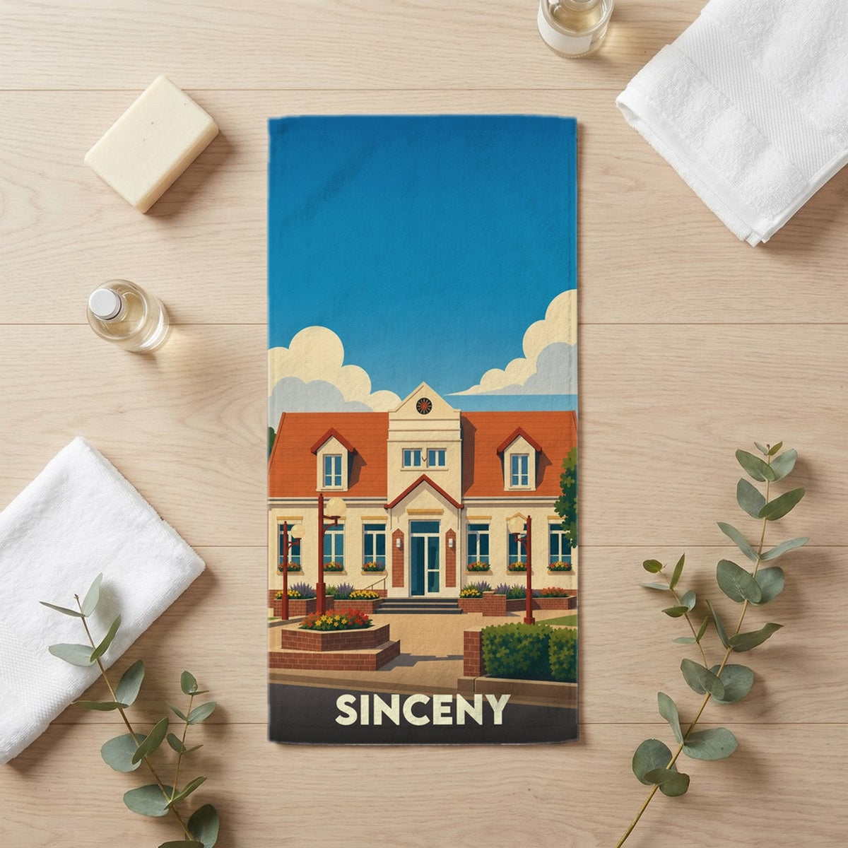 Serviette de bain 30 cm x 60 cm souvenir de Sinceny