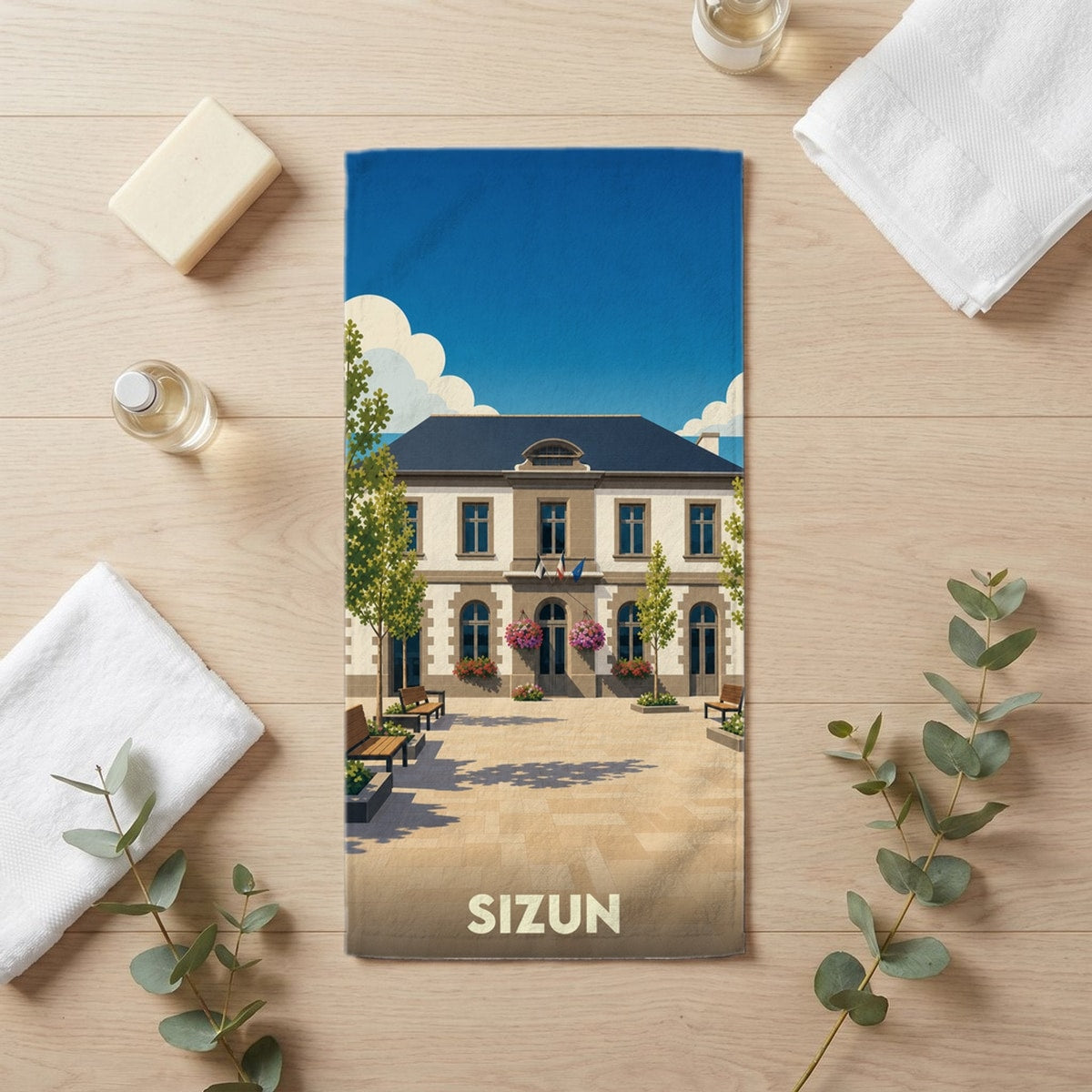 Serviette de bain 30 cm x 60 cm souvenir de Sizun
