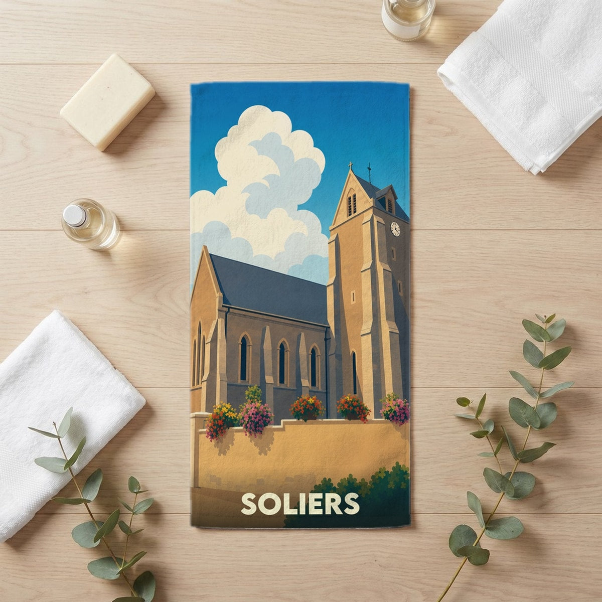 Serviette de bain 30 cm x 60 cm souvenir de Soliers