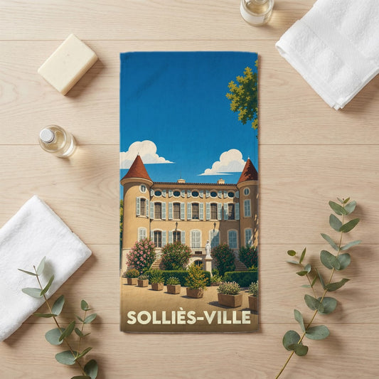 Serviette de bain 30 cm x 60 cm souvenir de Solliès-Ville