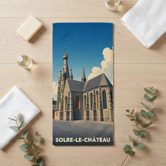 Serviette de bain 30 cm x 60 cm souvenir de Solre-le-Château