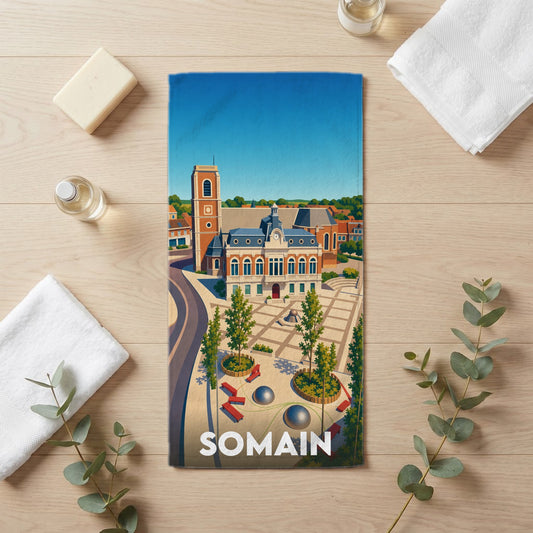 Serviette de bain 30 cm x 60 cm souvenir de Somain