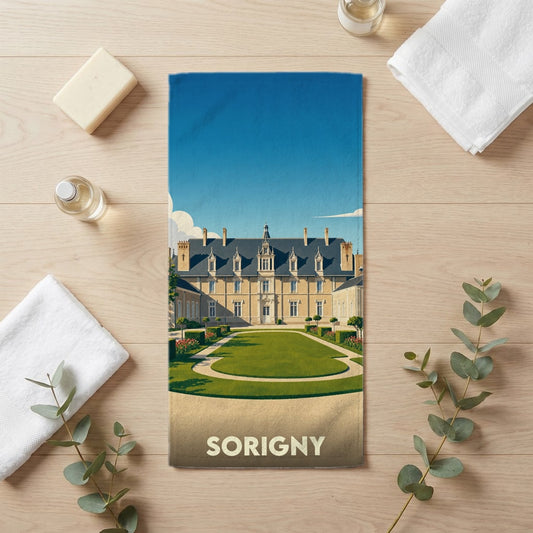Serviette de bain 30 cm x 60 cm souvenir de Sorigny